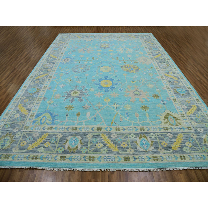 10'1" x 13'10" New Hand Knotted Blue Wool Rectangle Oriental Rug - MOA10279953