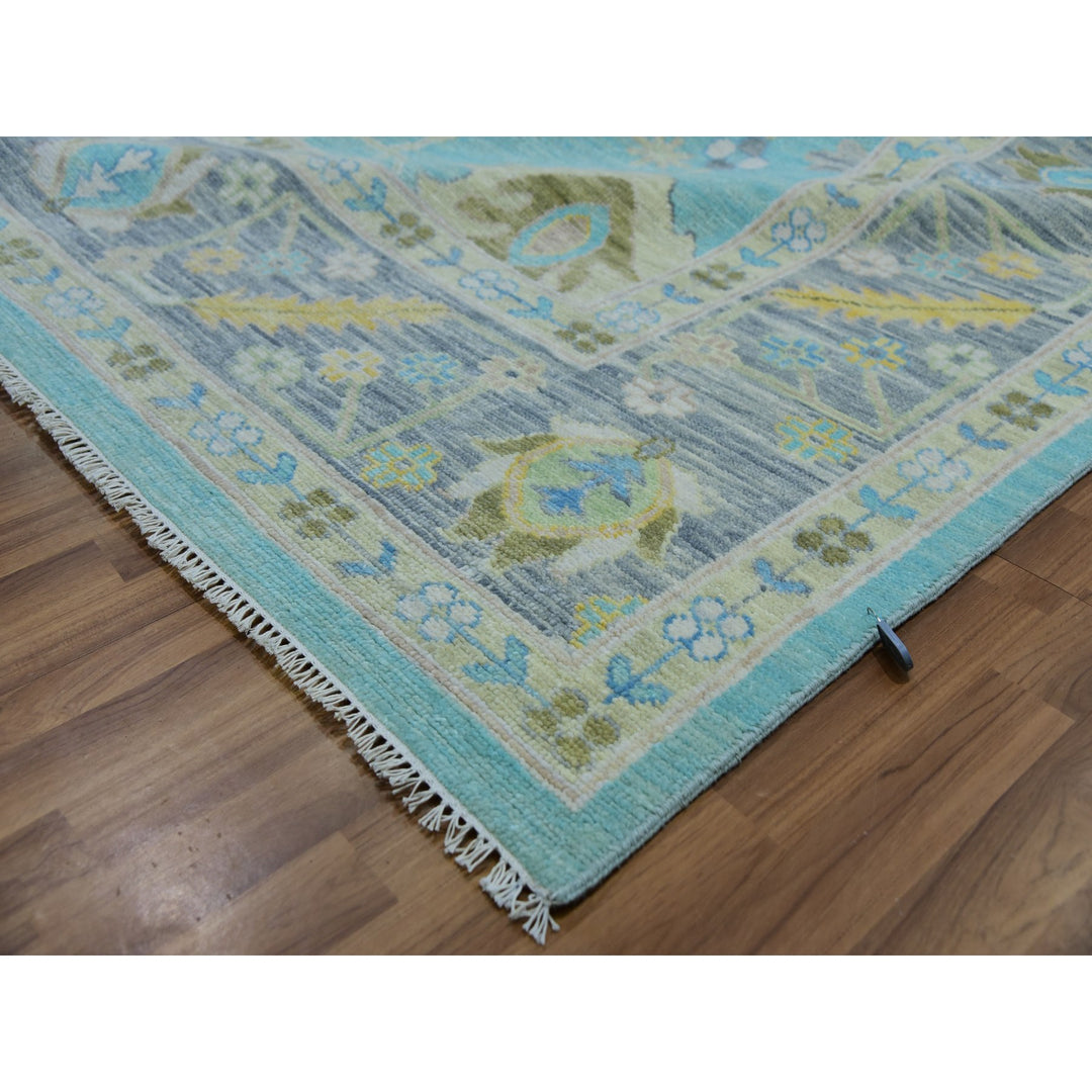 10'1" x 13'10" New Hand Knotted Blue Wool Rectangle Oriental Rug - MOA10279953