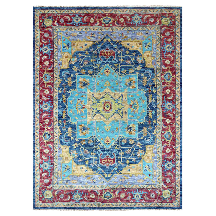 10'3" x 14'0" New Hand Knotted Blue Wool Rectangle Oriental Rug - MOA10279956