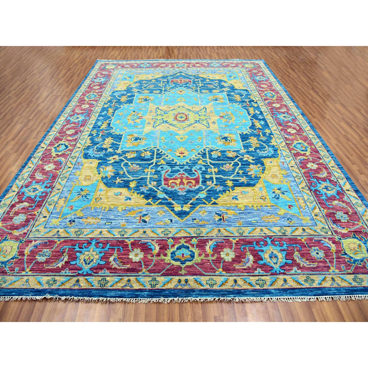 10'3" x 14'0" New Hand Knotted Blue Wool Rectangle Oriental Rug - MOA10279956