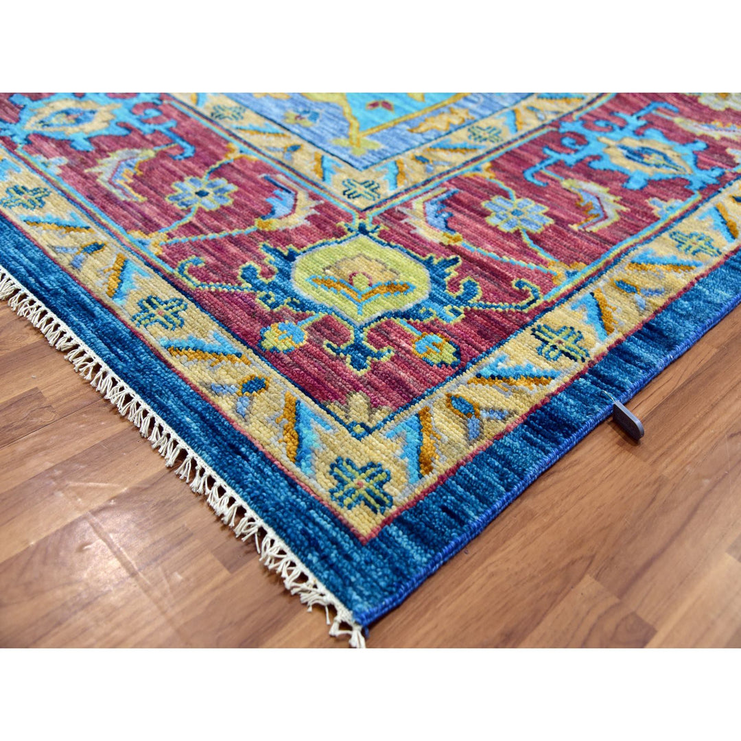 10'3" x 14'0" New Hand Knotted Blue Wool Rectangle Oriental Rug - MOA10279956