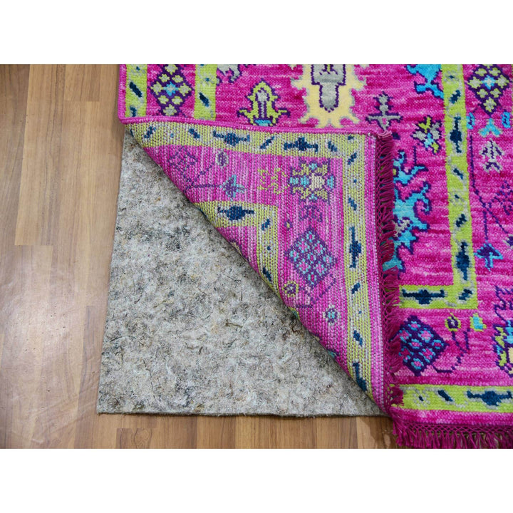 2'7" x 11'10" New Hand Knotted Pink Wool Runner Oriental Rug - MOA10279967