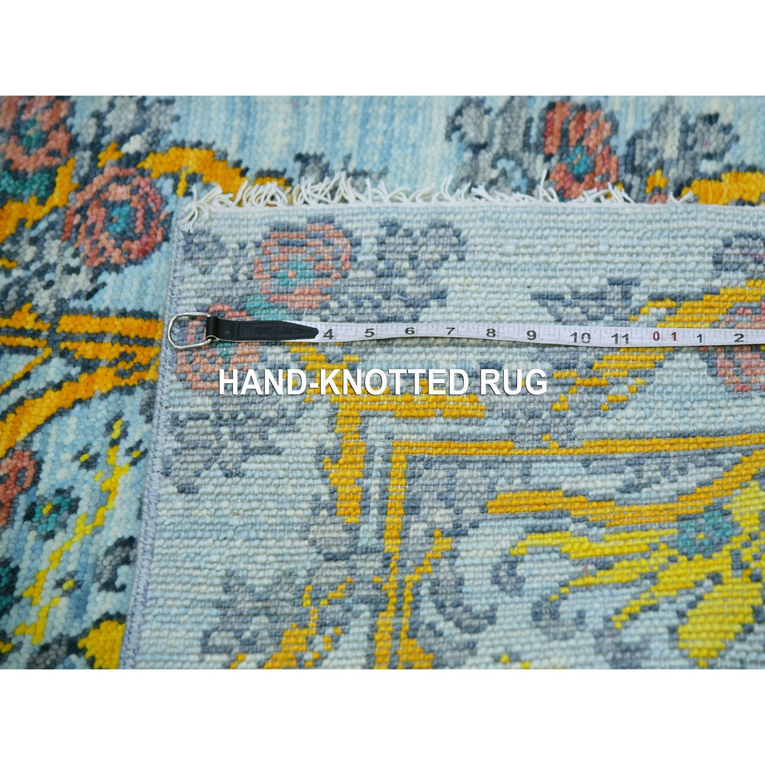 2'8" x 9'5" New Hand Knotted Blue Wool Runner Oriental Rug - MOA10279968