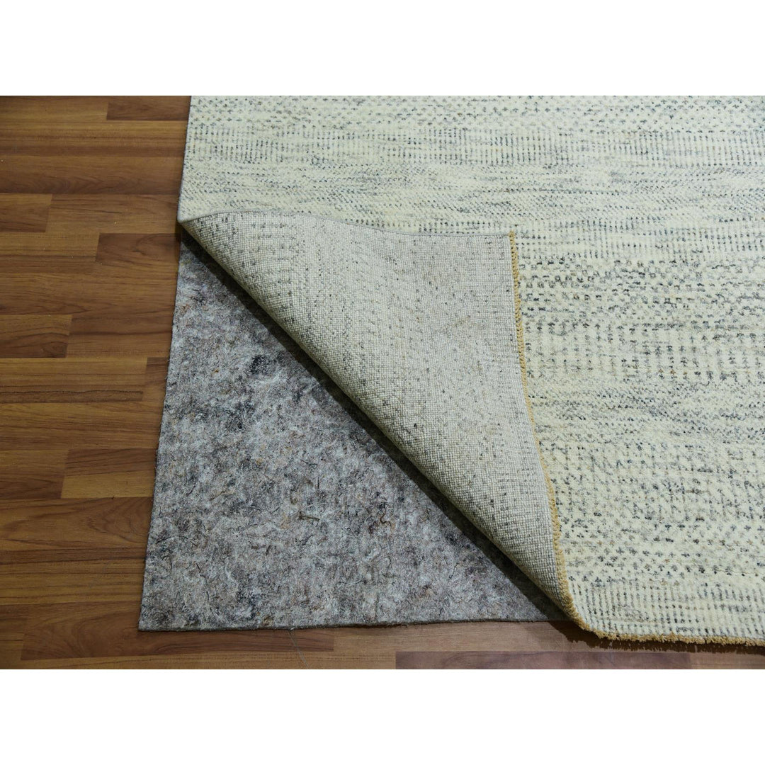 14'1" x 14'2" New Hand Knotted Ivory Cotton Square Oriental Rug - MOA10279974