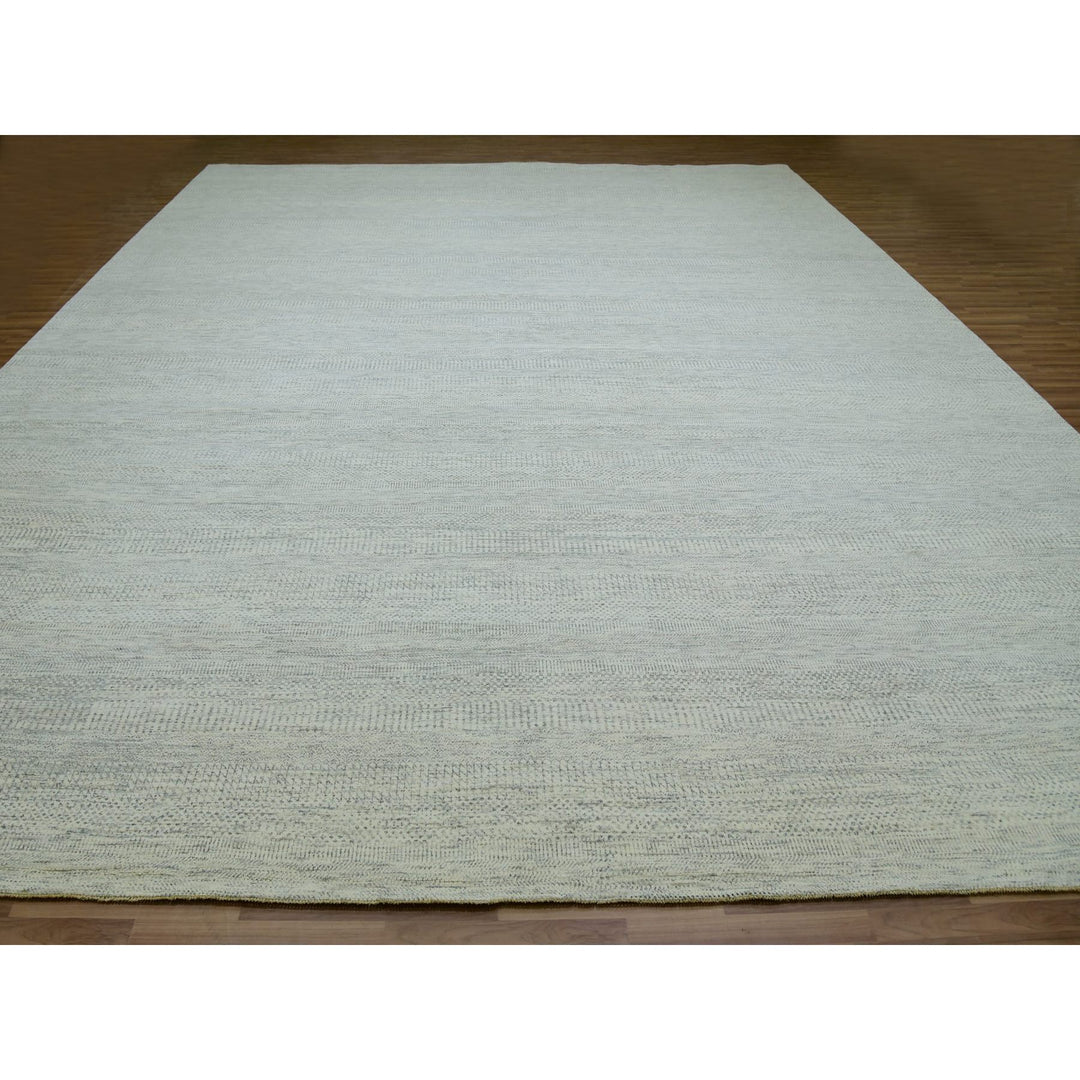 14'0" x 18'1" New Hand Knotted Ivory Wool Rectangle Oriental Rug - MOA10279980