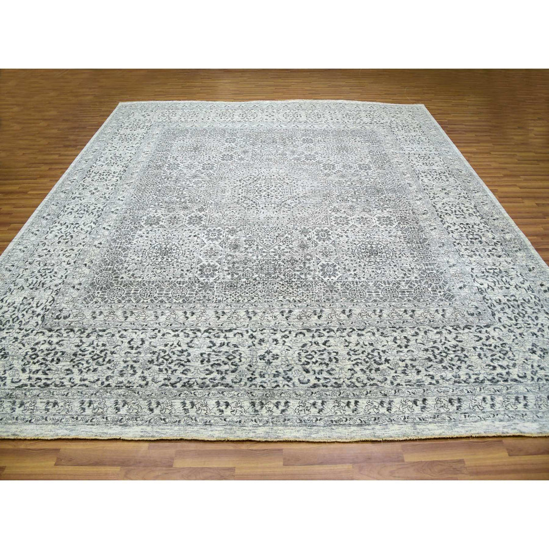 11'11" x 12'0" New Hand Knotted Ivory Cotton Square Oriental Rug - MOA10279984