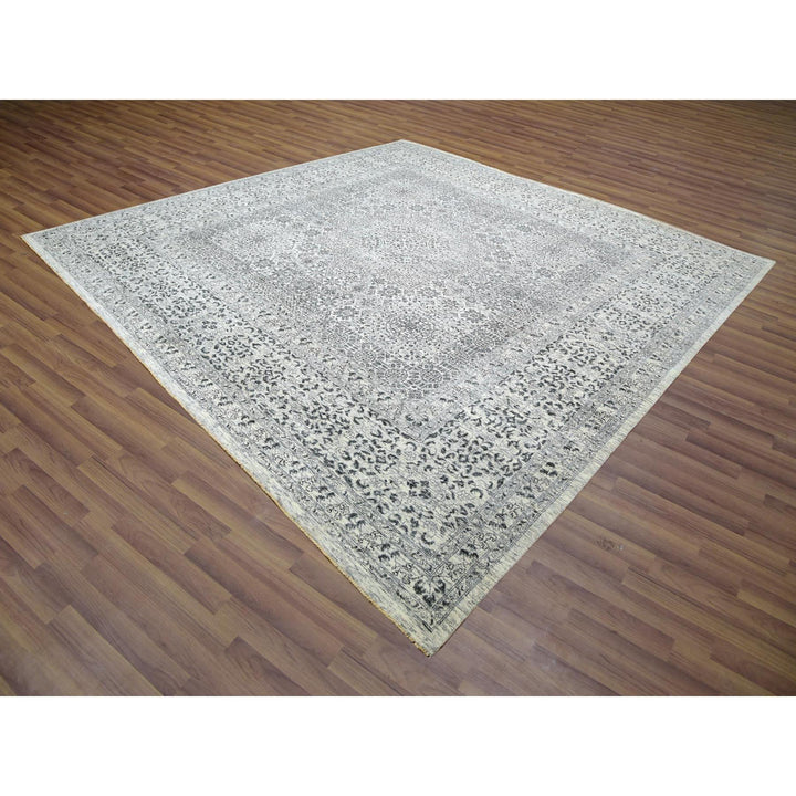 11'11" x 12'0" New Hand Knotted Ivory Cotton Square Oriental Rug - MOA10279984