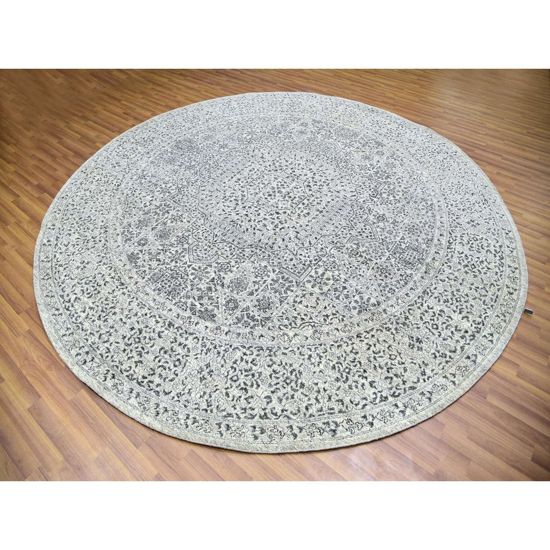 10'0" x 10'1" New Hand Knotted Ivory Wool Round Oriental Rug - MOA10279986