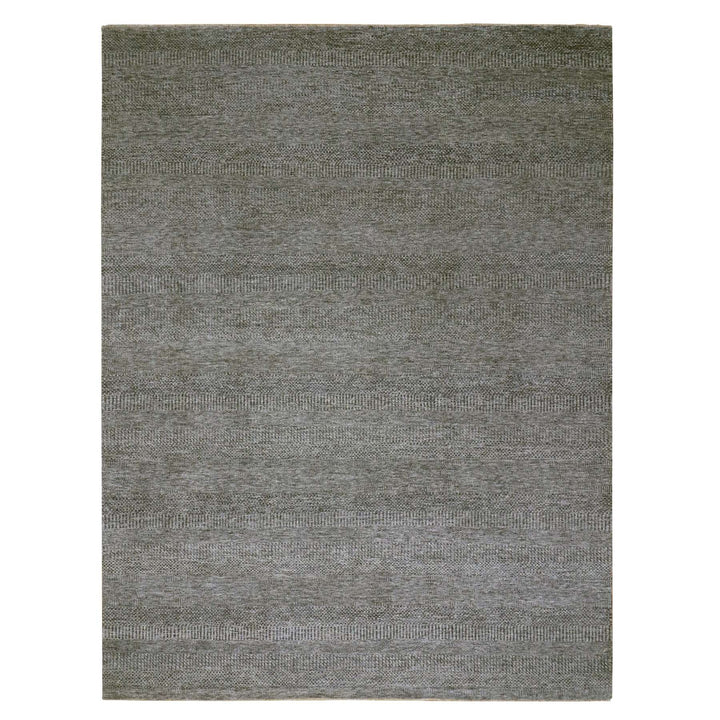 9'2" x 12'0" New Hand Knotted Grey Wool Rectangle Oriental Rug - MOA10279989