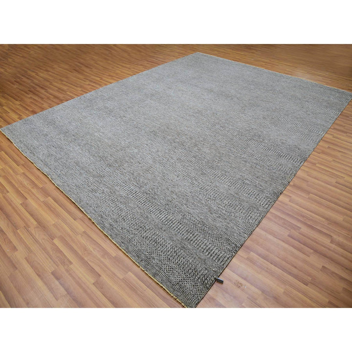 9'2" x 12'0" New Hand Knotted Grey Wool Rectangle Oriental Rug - MOA10279989