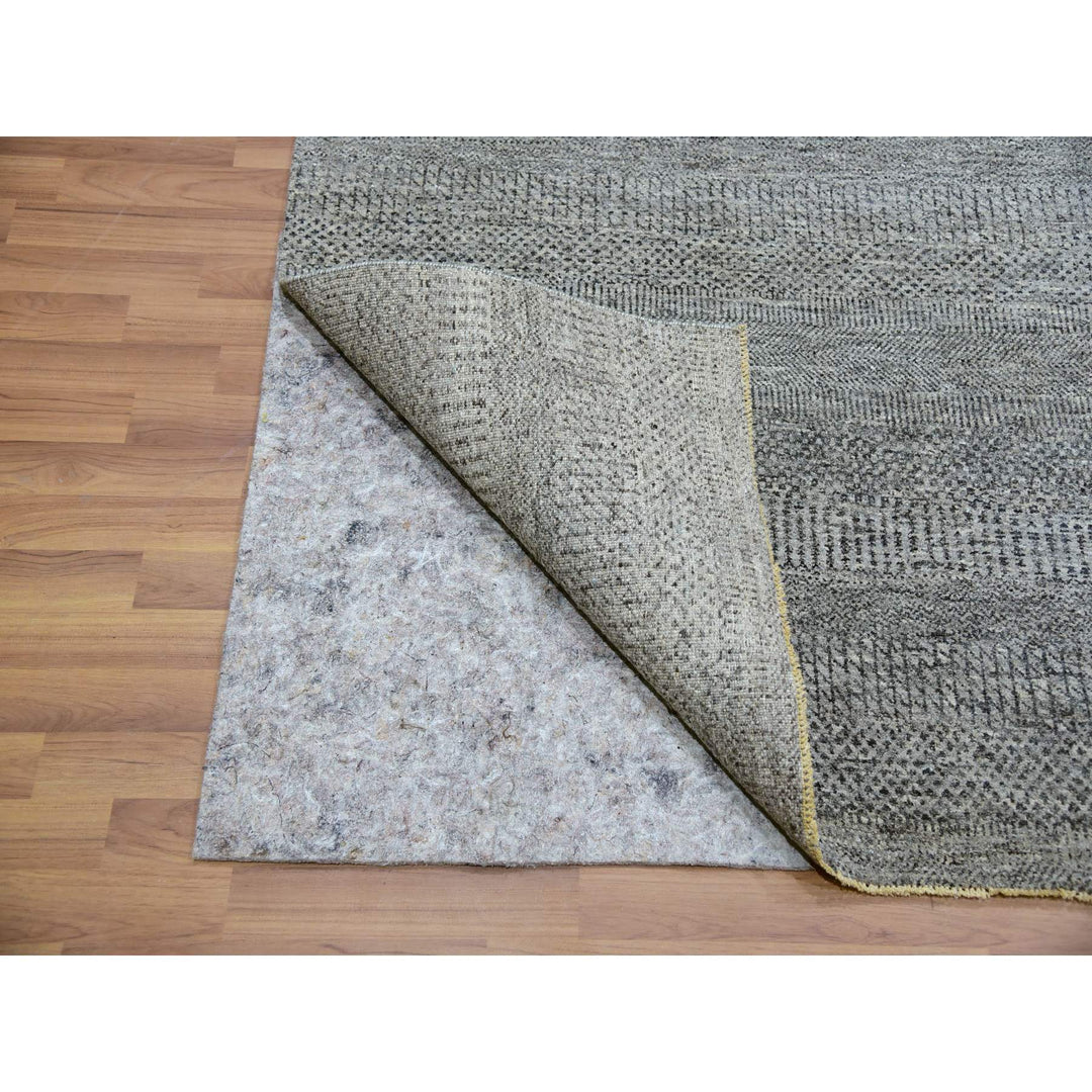 9'2" x 12'0" New Hand Knotted Grey Wool Rectangle Oriental Rug - MOA10279989