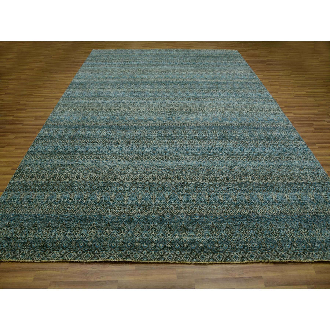 10'0" x 13'11" New Hand Knotted Blue Cotton Rectangle Oriental Rug - MOA10279991