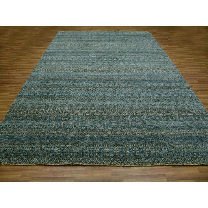 10'0" x 13'11" New Hand Knotted Blue Cotton Rectangle Oriental Rug - MOA10279991