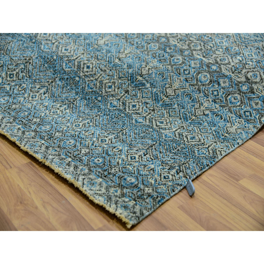 10'0" x 13'11" New Hand Knotted Blue Cotton Rectangle Oriental Rug - MOA10279991