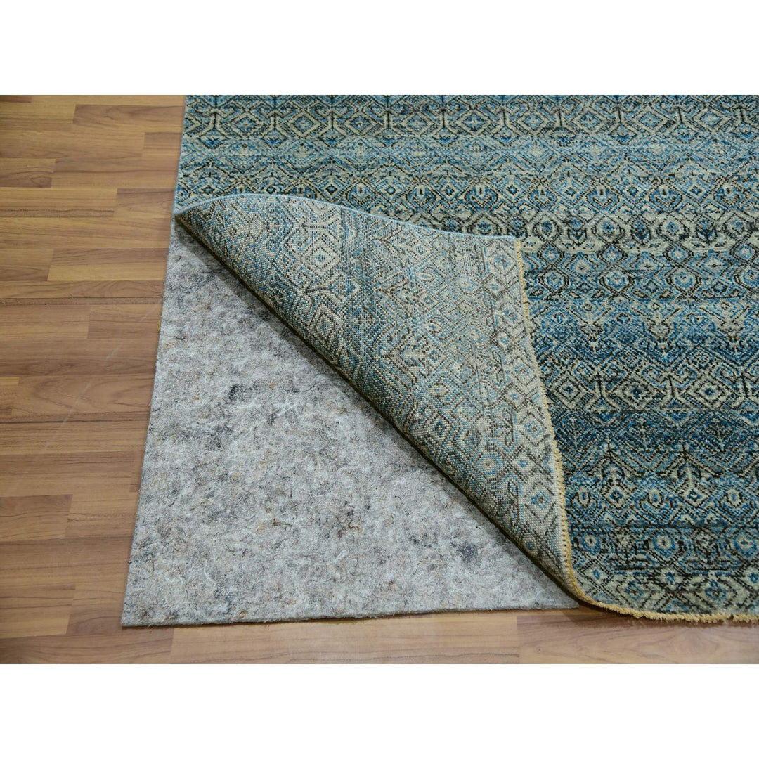 9'10" x 9'11" New Hand Knotted Blue Cotton Square Oriental Rug - MOA10279992