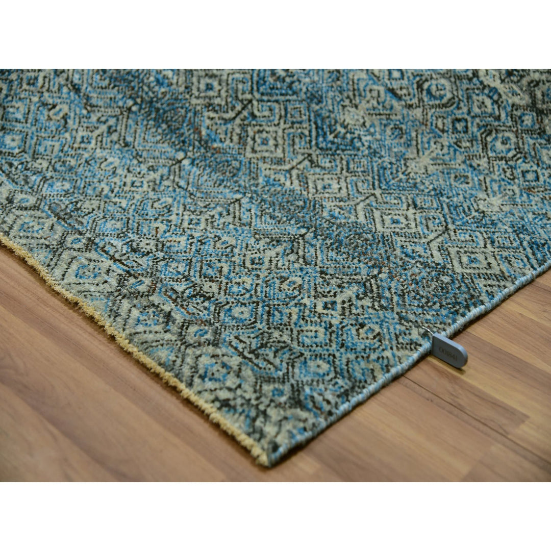 9'10" x 9'11" New Hand Knotted Blue Cotton Square Oriental Rug - MOA10279992