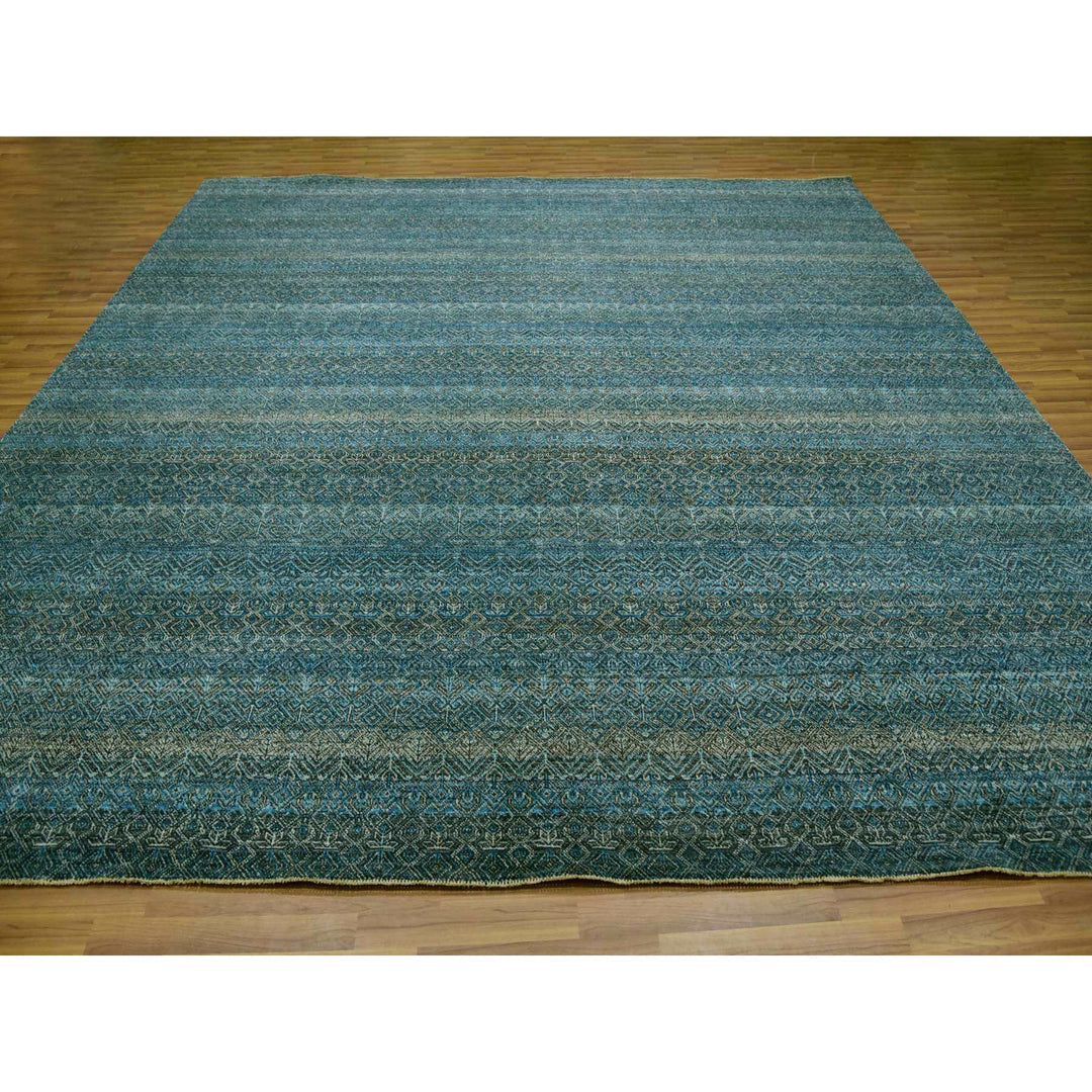 11'11" x 11'11" New Hand Knotted Blue Wool Square Oriental Rug - MOA10279995