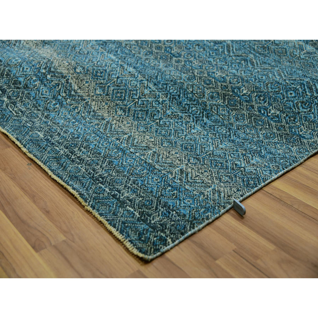 11'11" x 11'11" New Hand Knotted Blue Wool Square Oriental Rug - MOA10279995