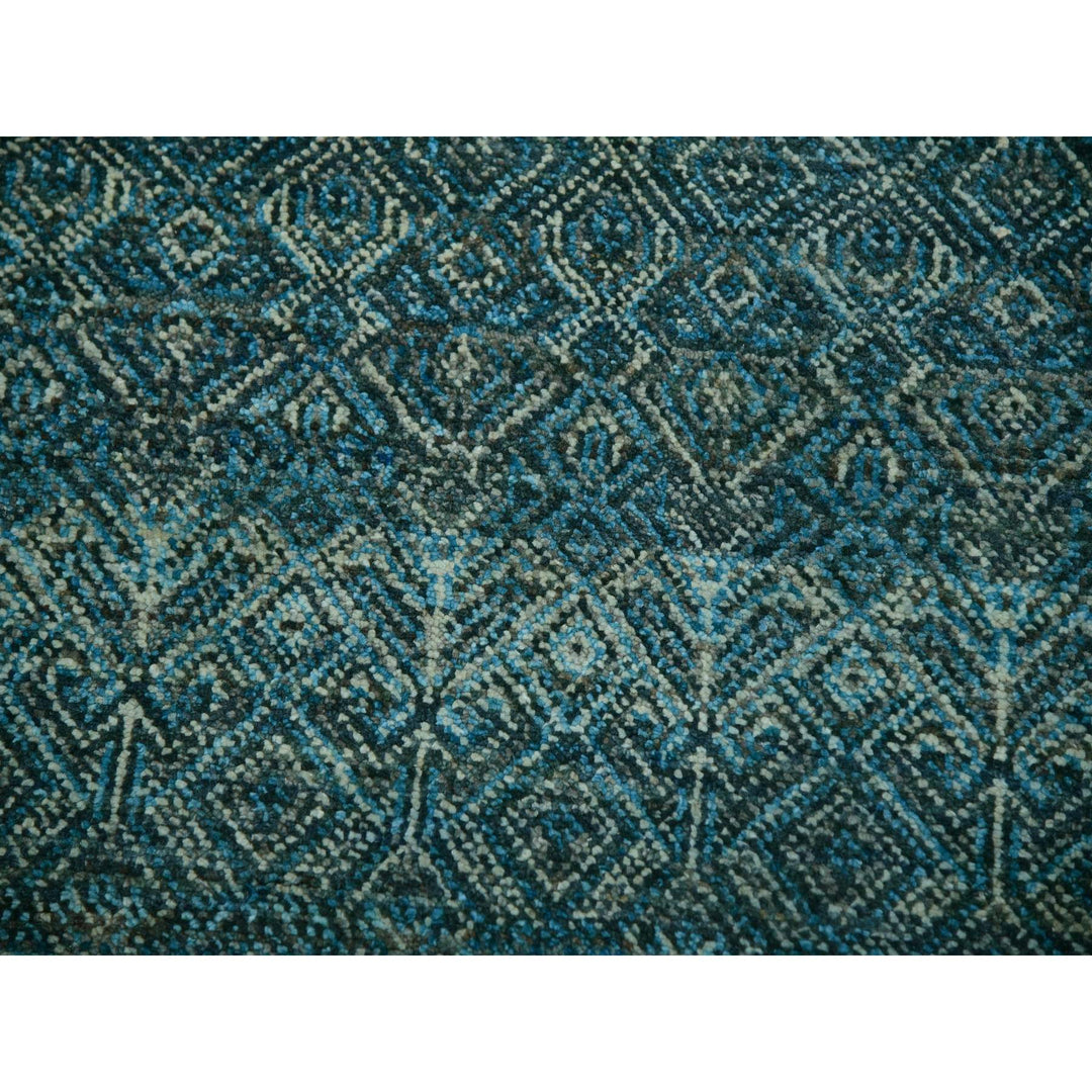 11'11" x 11'11" New Hand Knotted Blue Wool Square Oriental Rug - MOA10279995