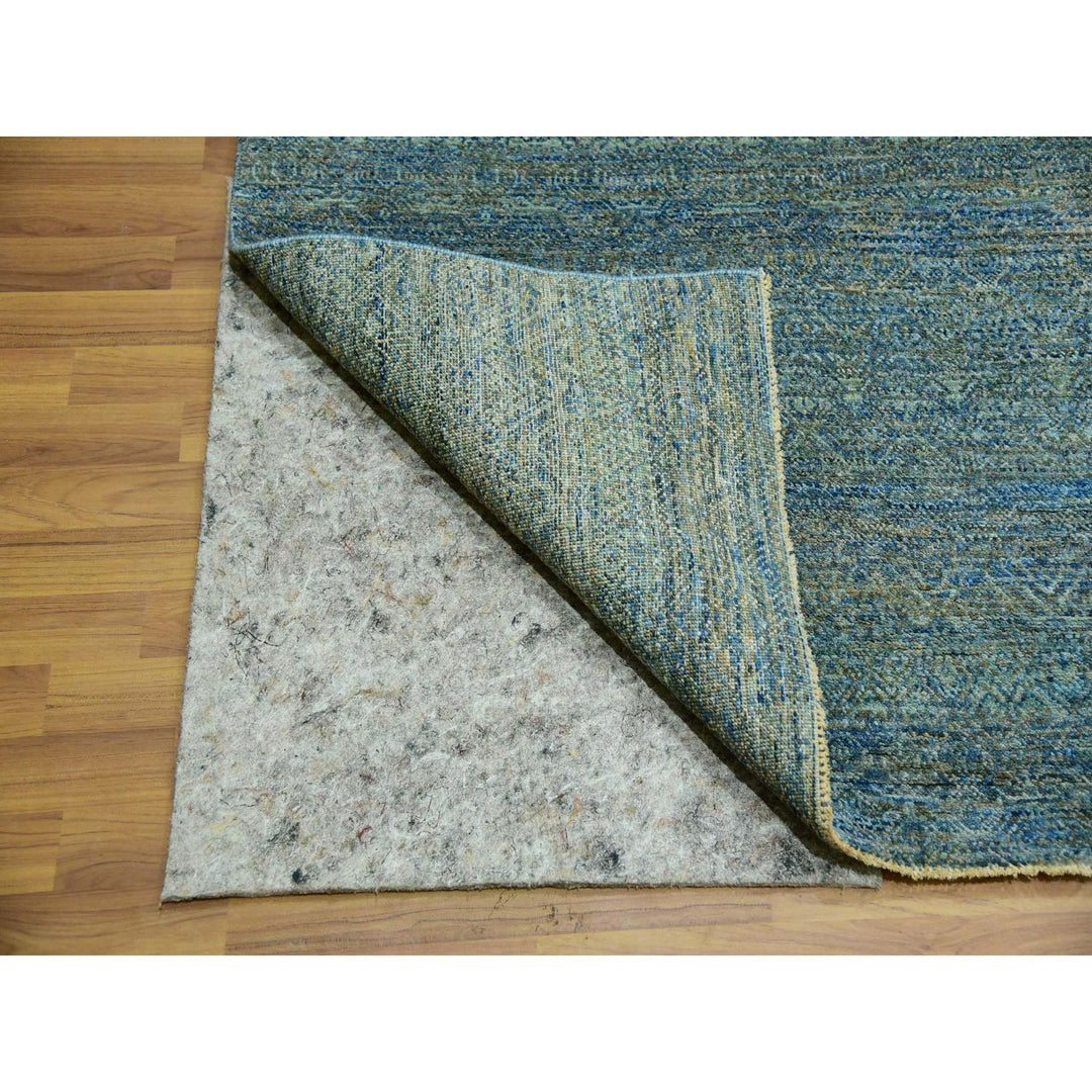 12'0" x 12'0" New Hand Knotted Green Cotton Square Oriental Rug - MOA10279996