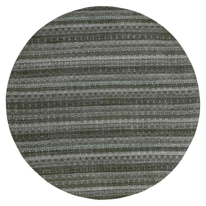 11'10" x 11'10" New Hand Knotted Grey Cotton Round Oriental Rug - MOA10279999