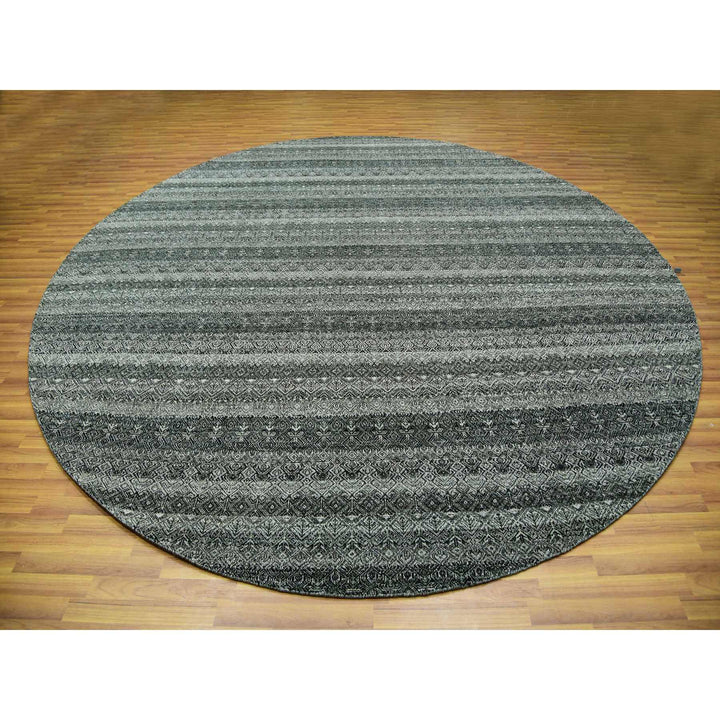 11'10" x 11'10" New Hand Knotted Grey Cotton Round Oriental Rug - MOA10279999