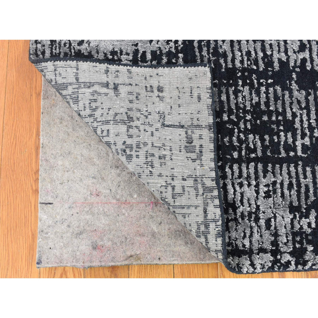 5'10" x 9'0" New Hand Loomed Black Wool & Silk Rectangle Oriental Rug - MOA10280033