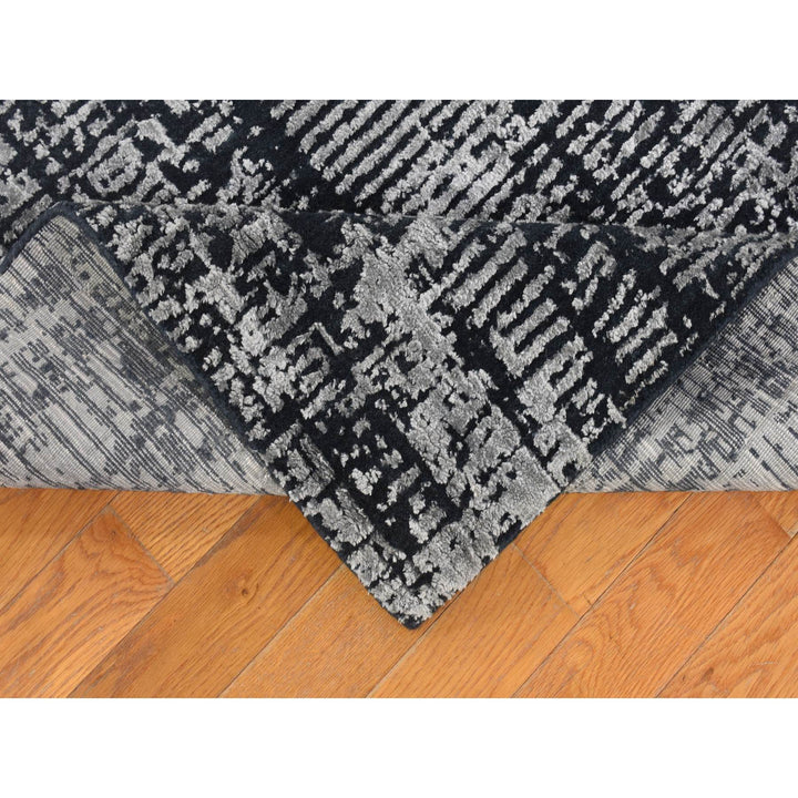 5'10" x 9'0" New Hand Loomed Black Wool & Silk Rectangle Oriental Rug - MOA10280033