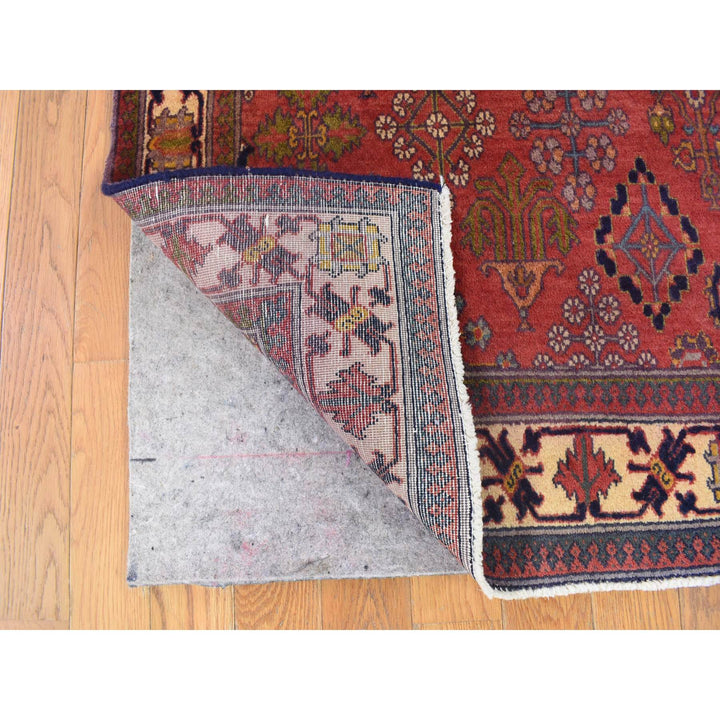4'0" x 7'7" Vintage Hand Knotted Red Wool Rectangle Oriental Rug - MOA10280042