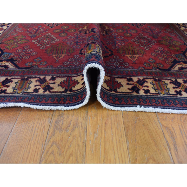 4'0" x 7'7" Vintage Hand Knotted Red Wool Rectangle Oriental Rug - MOA10280042