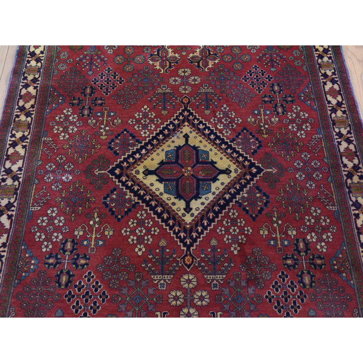 4'0" x 7'7" Vintage Hand Knotted Red Wool Rectangle Oriental Rug - MOA10280042