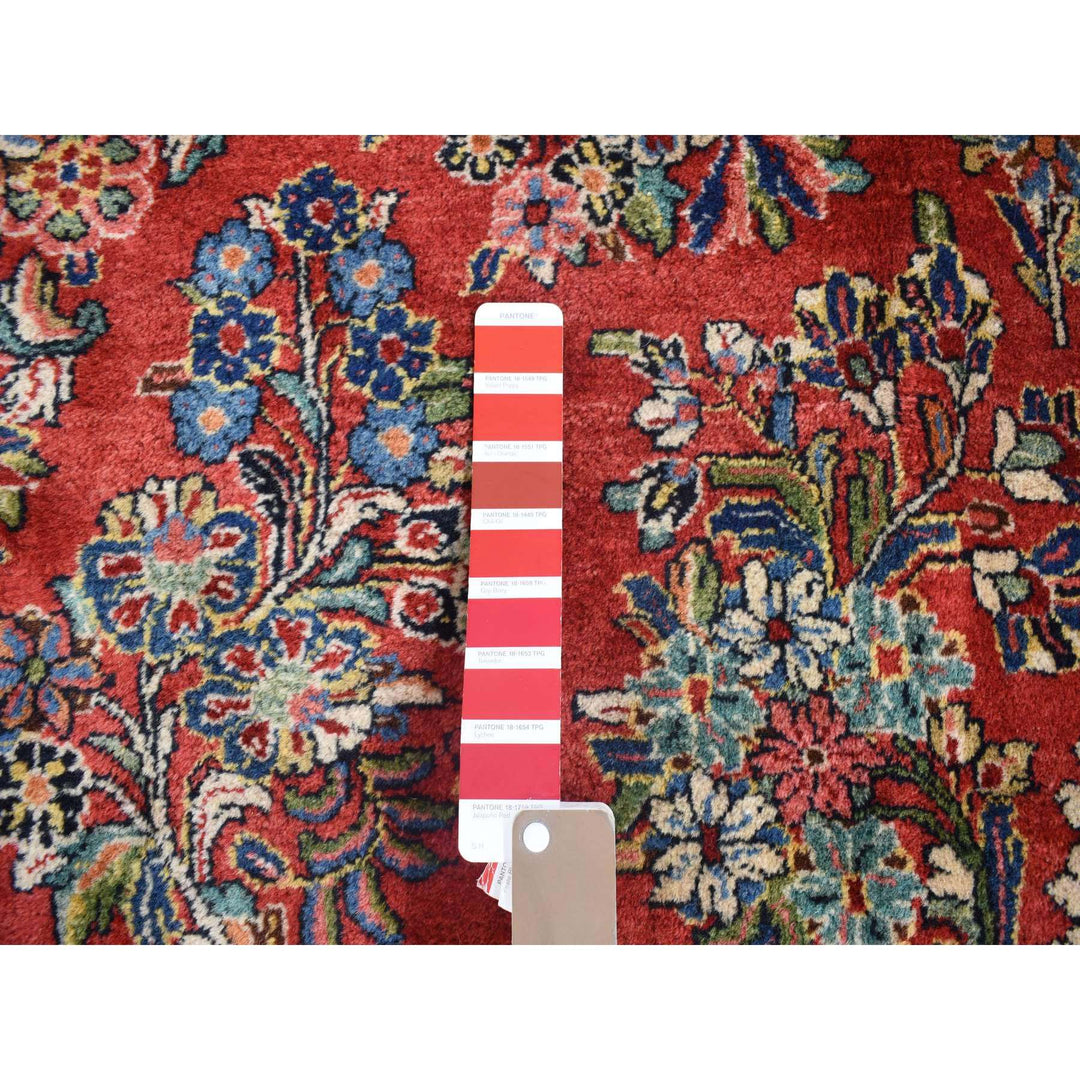 10'5" x 13'7" Vintage Hand Knotted Red Wool Rectangle Oriental Rug - MOA10280054