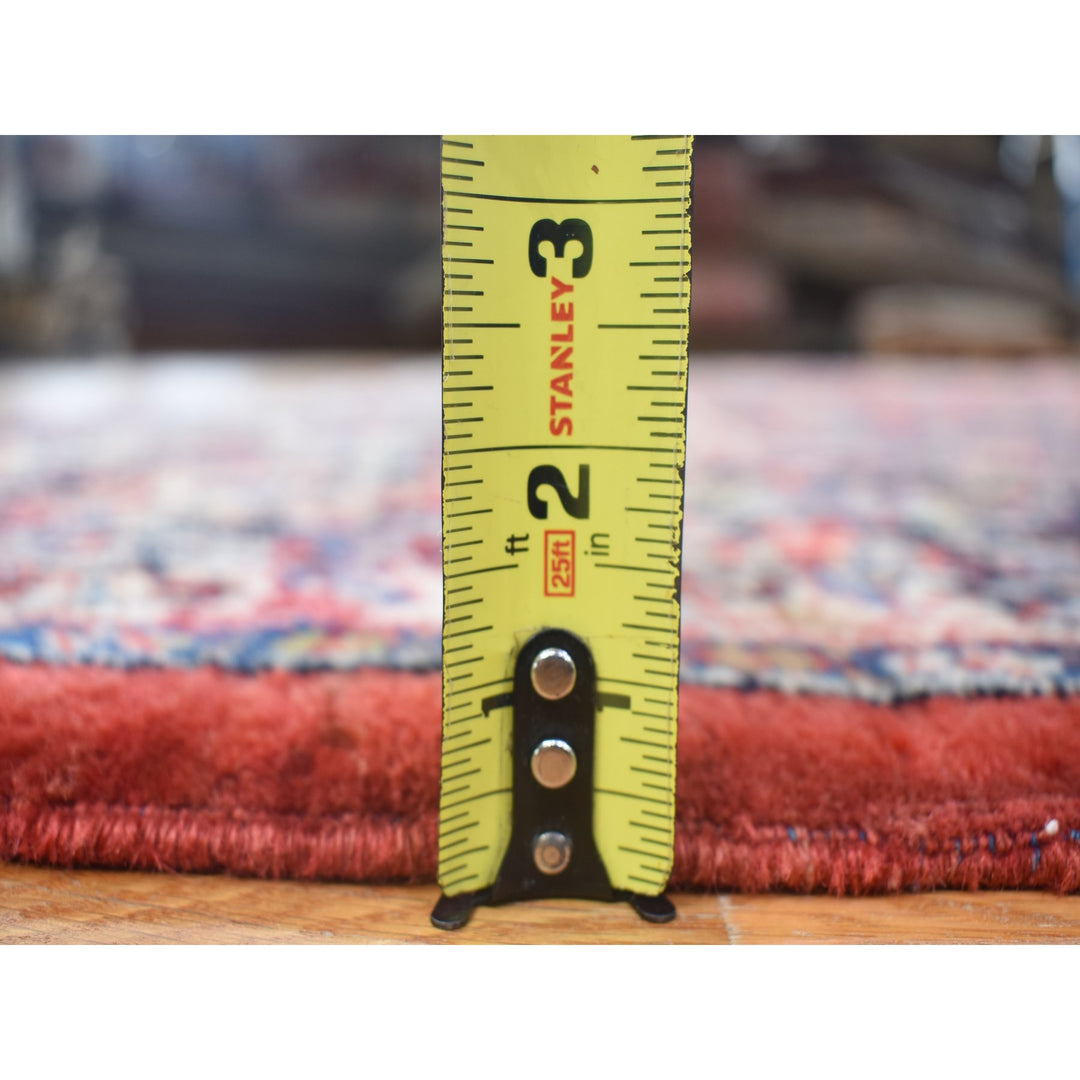 10'5" x 13'7" Vintage Hand Knotted Red Wool Rectangle Oriental Rug - MOA10280054