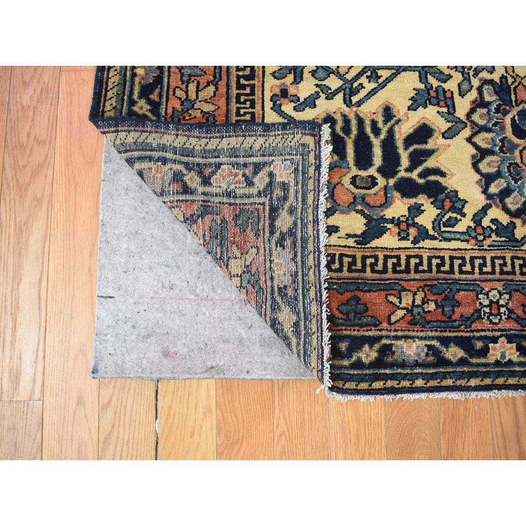 14'3" x 15'7" Vintage Hand Knotted Ivory Wool Rectangle Oriental Rug - MOA10280055