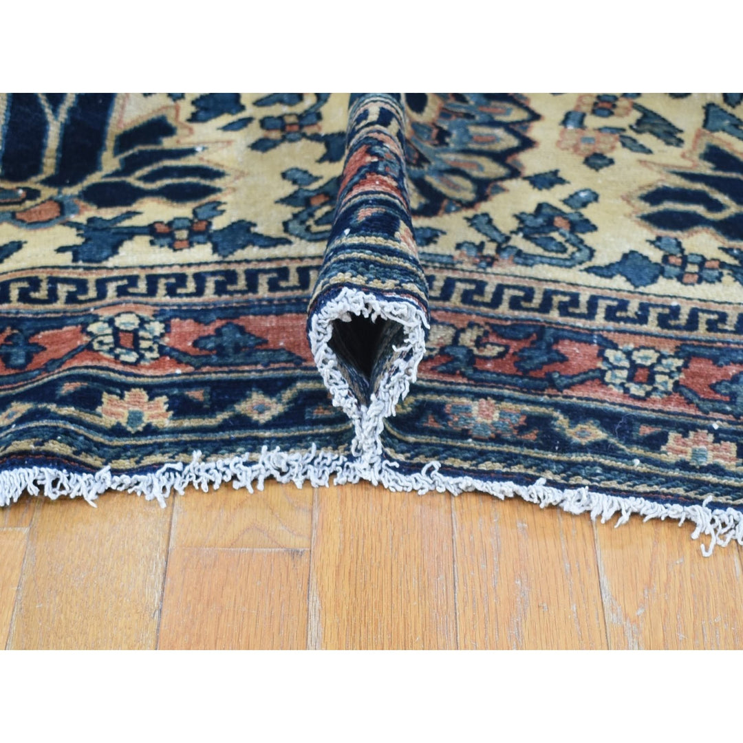 14'3" x 15'7" Vintage Hand Knotted Ivory Wool Rectangle Oriental Rug - MOA10280055