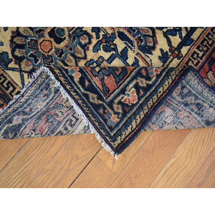 14'3" x 15'7" Vintage Hand Knotted Ivory Wool Rectangle Oriental Rug - MOA10280055