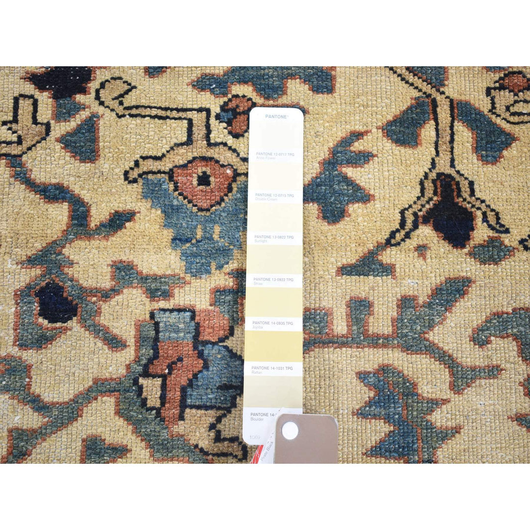 14'3" x 15'7" Vintage Hand Knotted Ivory Wool Rectangle Oriental Rug - MOA10280055