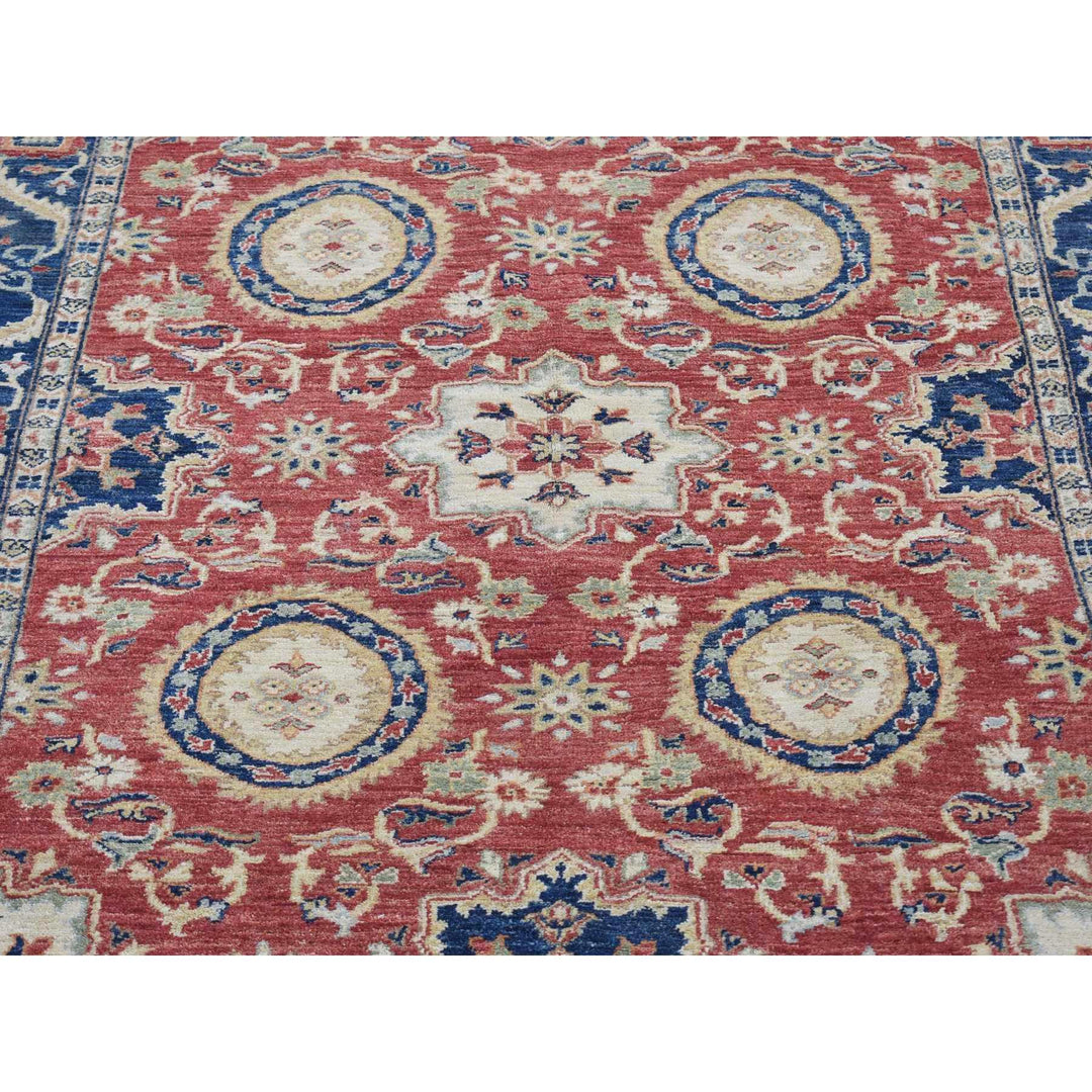 5'0" x 6'6" New Hand Knotted Red Wool Rectangle Oriental Rug - MOA10280078