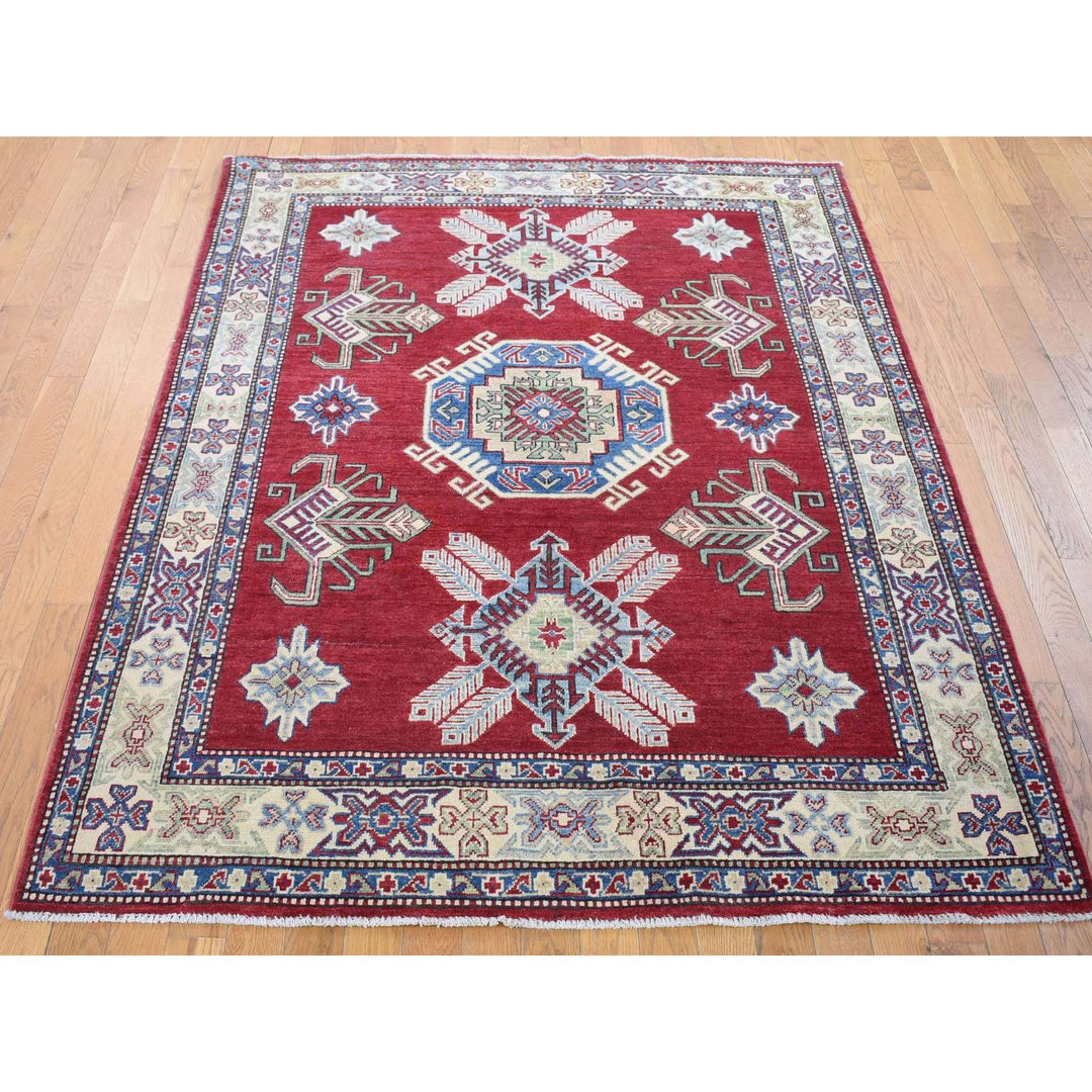 5'3" x 7'1" New Hand Knotted Red Wool Rectangle Oriental Rug - MOA10280083