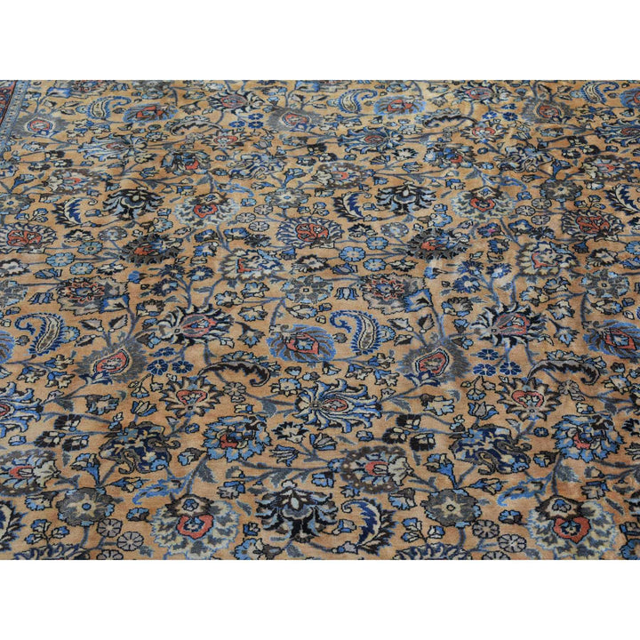 11'9" x 16'4" Vintage Hand Knotted Ivory Wool Rectangle Oriental Rug - MOA10280113