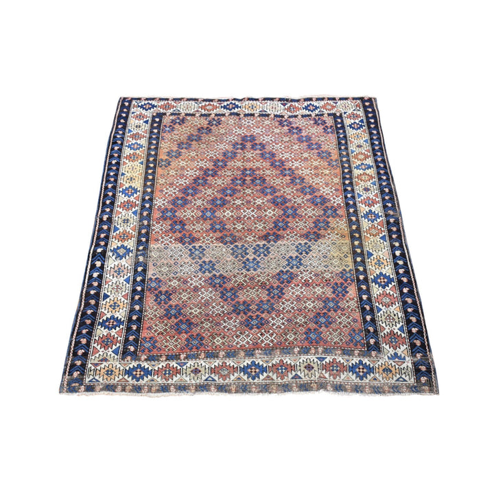 3'9" x 4'8" Vintage Hand Knotted Brown Wool Rectangle Oriental Rug - MOA10280138