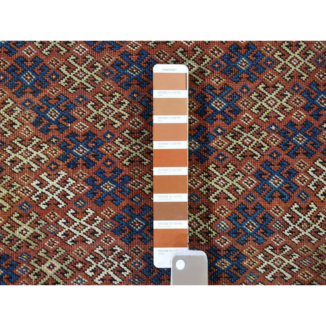 3'9" x 4'8" Vintage Hand Knotted Brown Wool Rectangle Oriental Rug - MOA10280138
