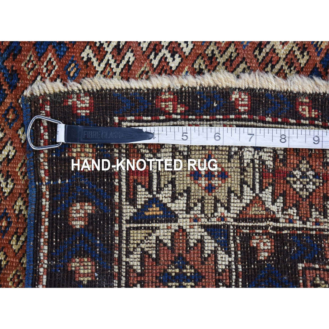 3'9" x 4'8" Vintage Hand Knotted Brown Wool Rectangle Oriental Rug - MOA10280138