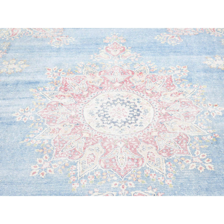 10'0" x 12'10" Vintage Hand Knotted Blue Cotton Rectangle Oriental Rug - MOA10280139