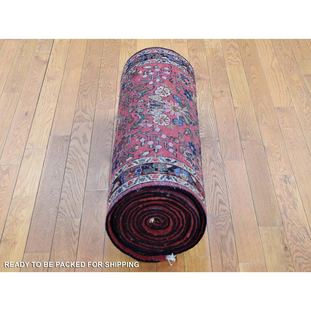 3'0" x 20'5" Vintage Hand Knotted Red Wool Runner Oriental Rug - MOA10280140