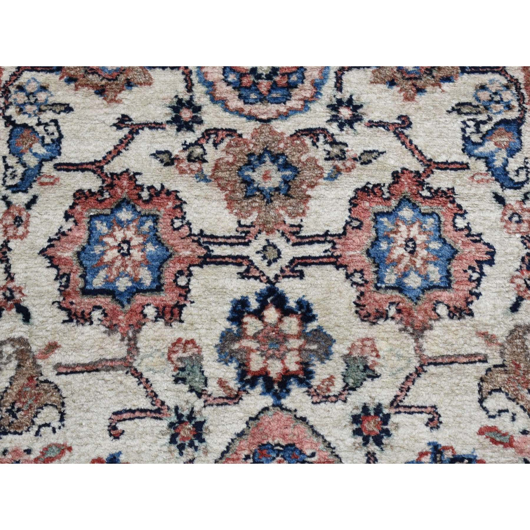2'7" x 6'8" Vintage Hand Knotted Ivory Wool Runner Oriental Rug - MOA10280147