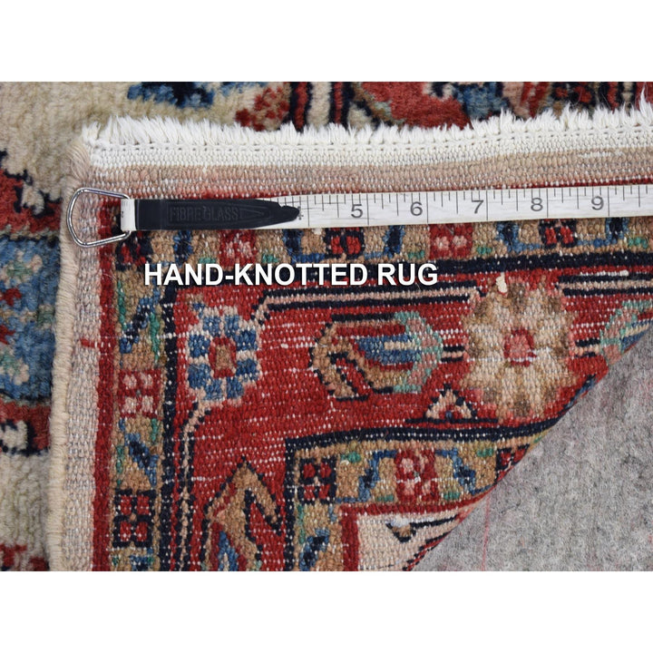 2'7" x 6'8" Vintage Hand Knotted Ivory Wool Runner Oriental Rug - MOA10280147