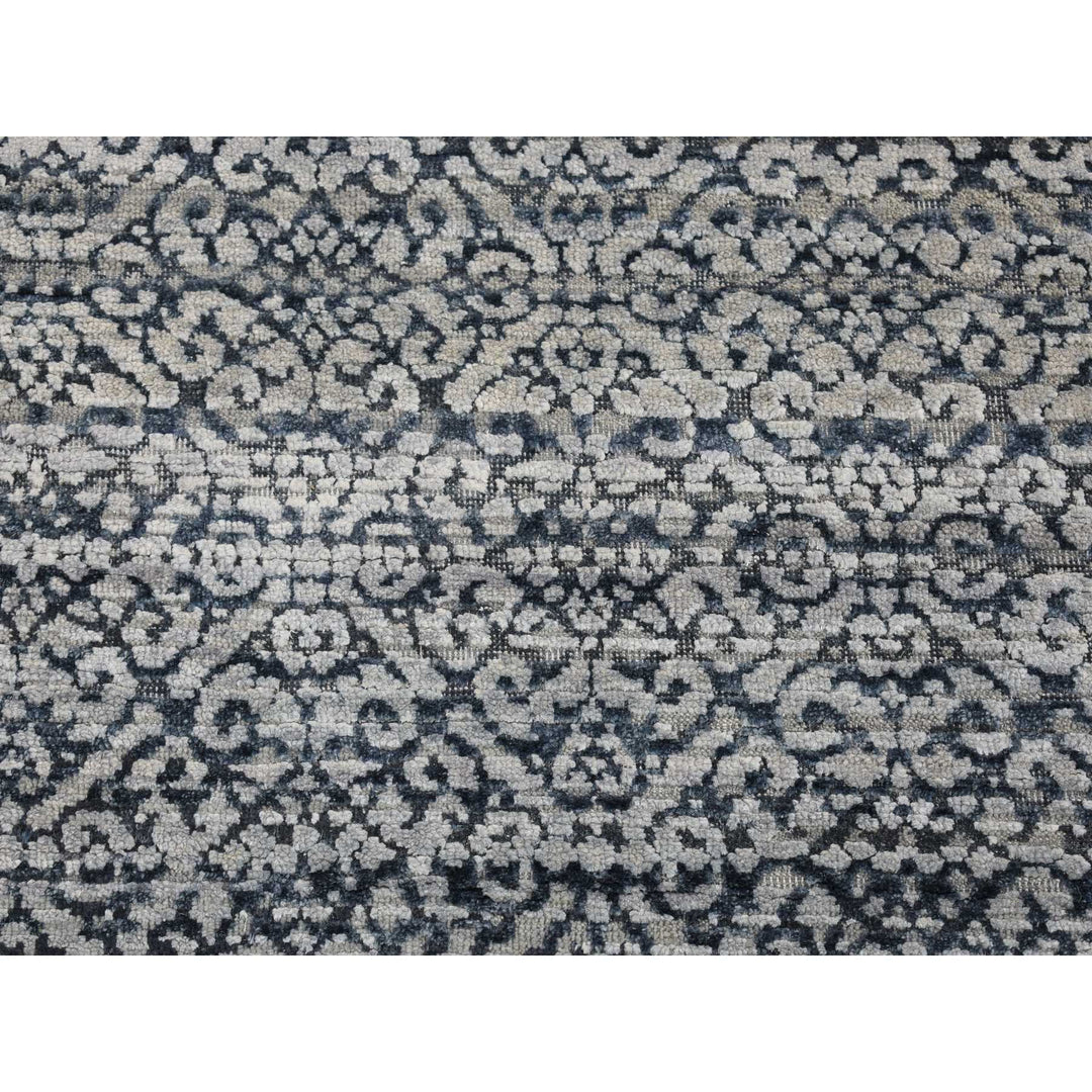 2'8" x 8'2" New Hand Knotted Blue Wool & Silk Runner Oriental Rug - MOA10280150