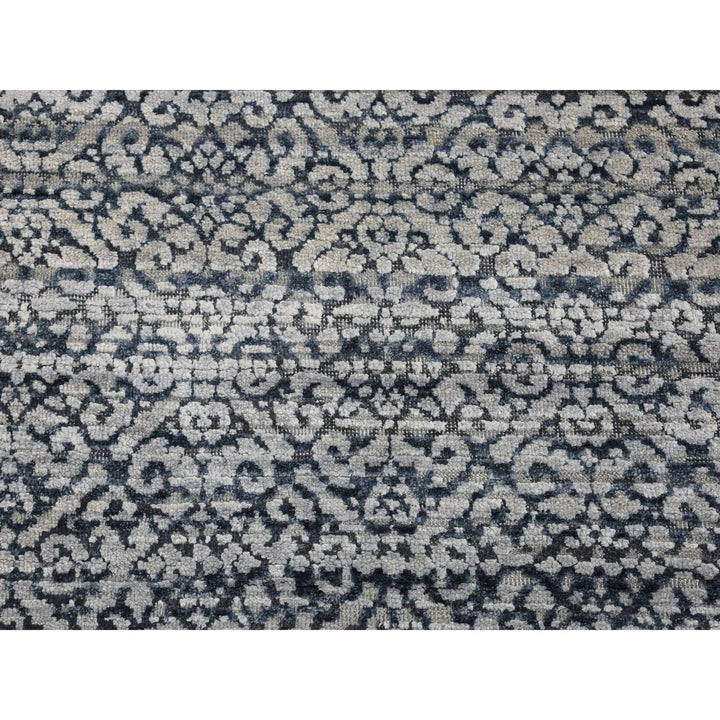 2'8" x 8'2" New Hand Knotted Blue Wool & Silk Runner Oriental Rug - MOA10280150