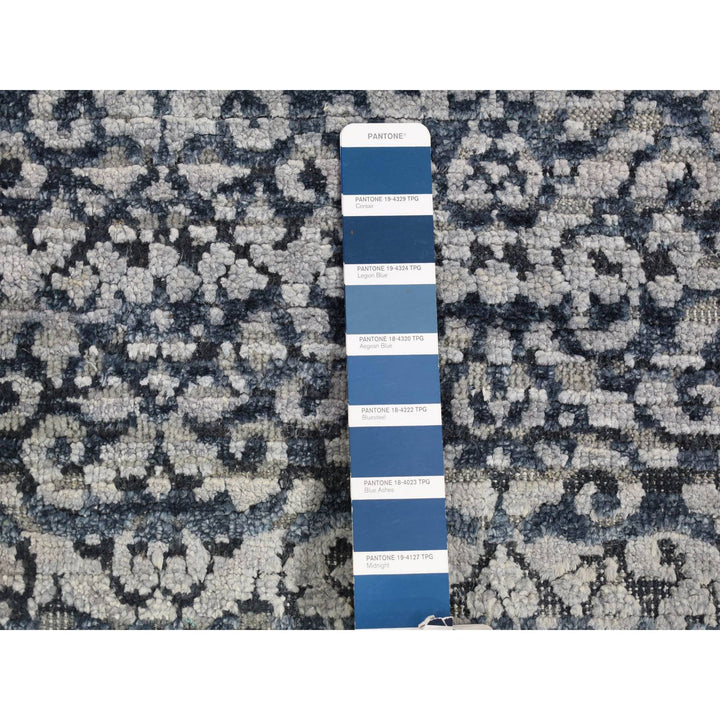 2'8" x 8'2" New Hand Knotted Blue Wool & Silk Runner Oriental Rug - MOA10280150